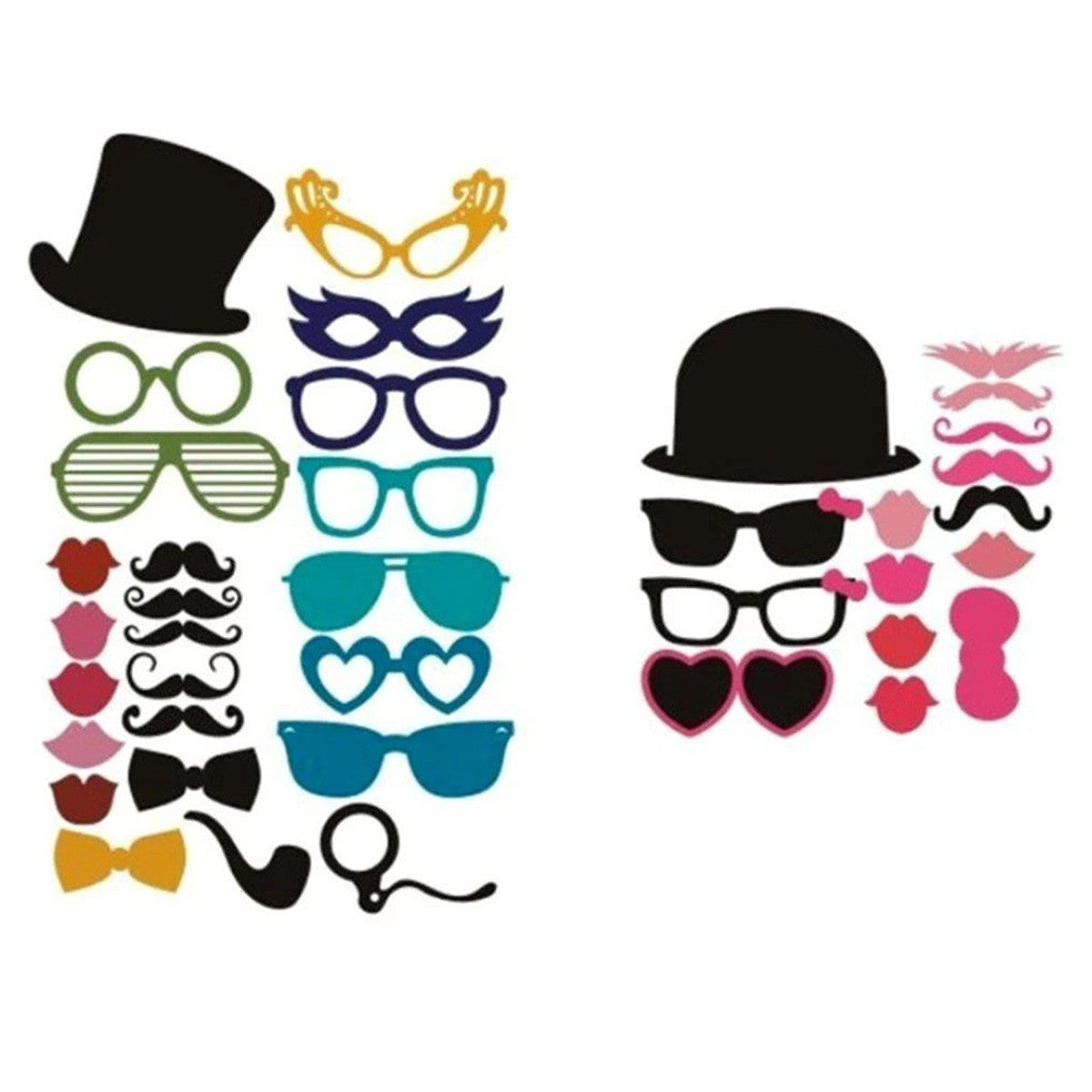36pcs Funny Face Photo Booth Cardboard Party Props