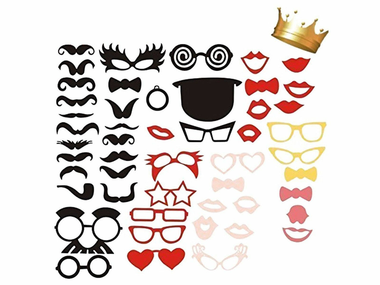 50pc Funny Face Photo Booth Cardboard Party Props