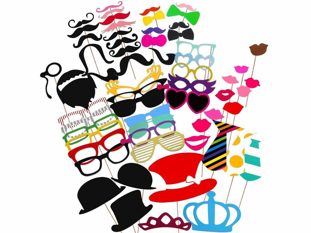 60pc Funny Face Photo Booth Cardboard Party Props