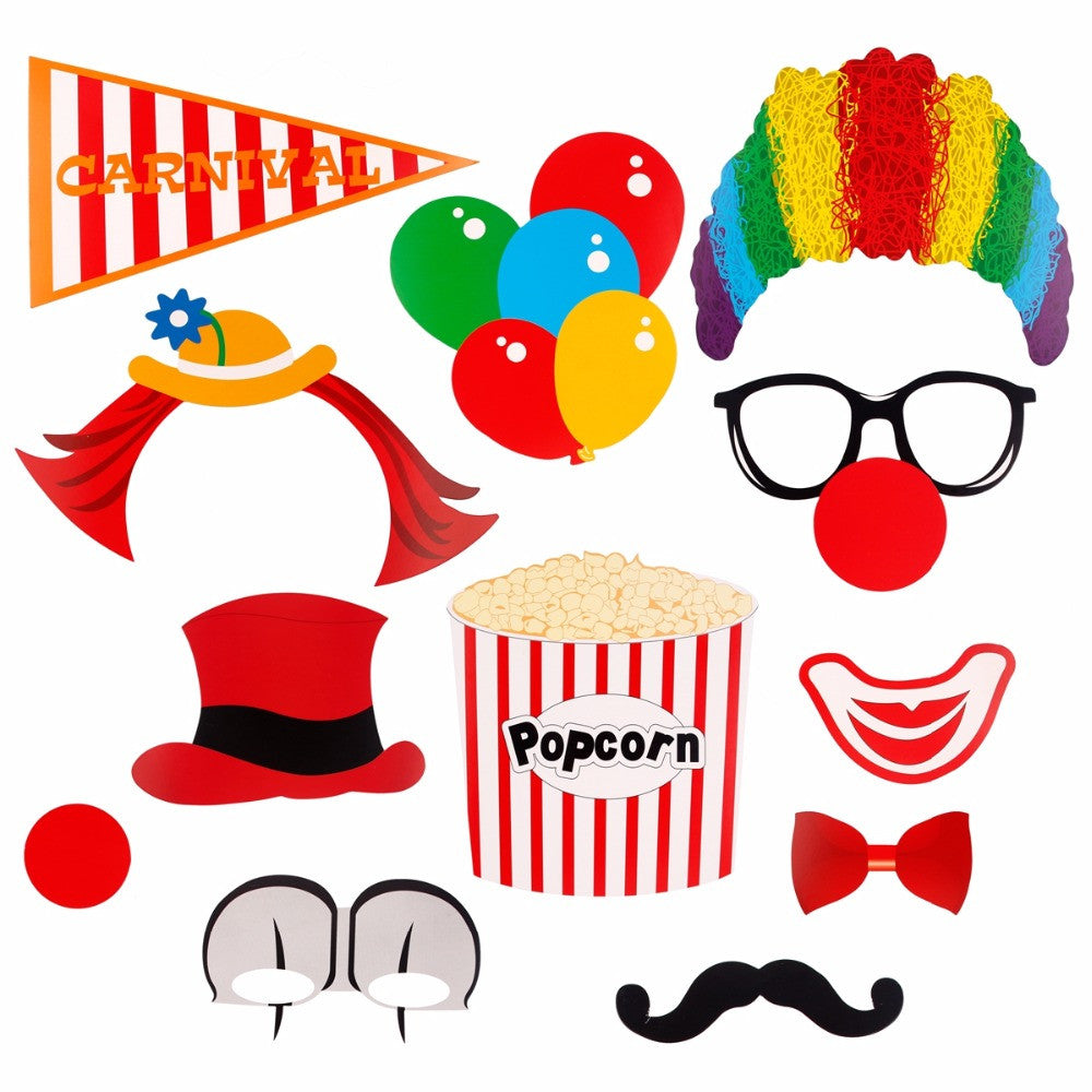Circus Themed Photo Booth Cardboard Party Props - 36pc