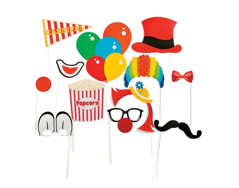 Circus Themed Photo Booth Cardboard Party Props - 36pc