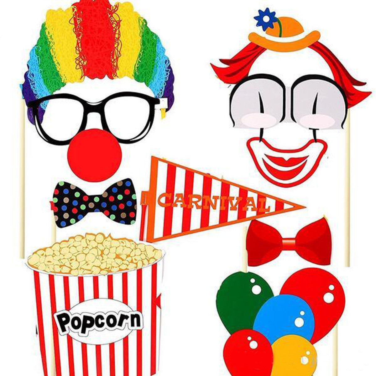 Circus Themed Photo Booth Cardboard Party Props - 36pc