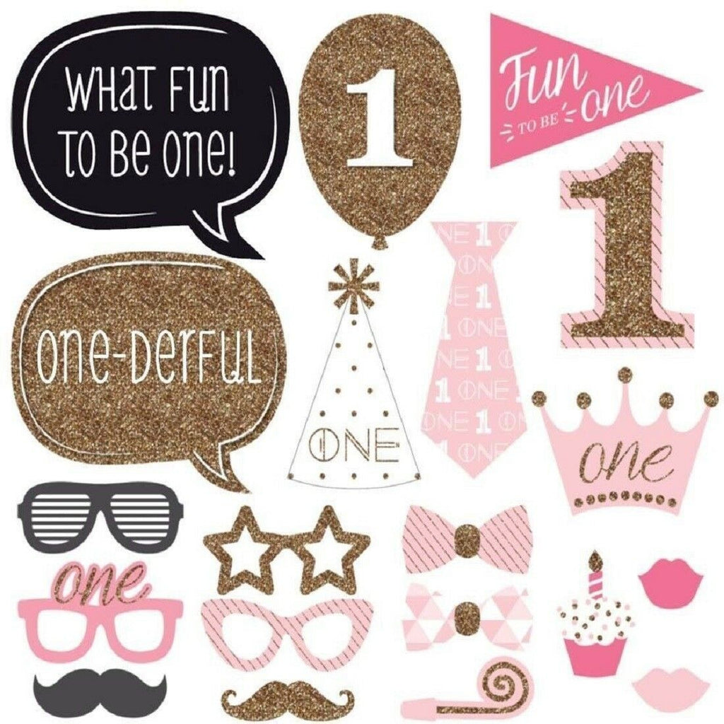 20pc 1st Birthday Photo Booth Cardboard Party Props