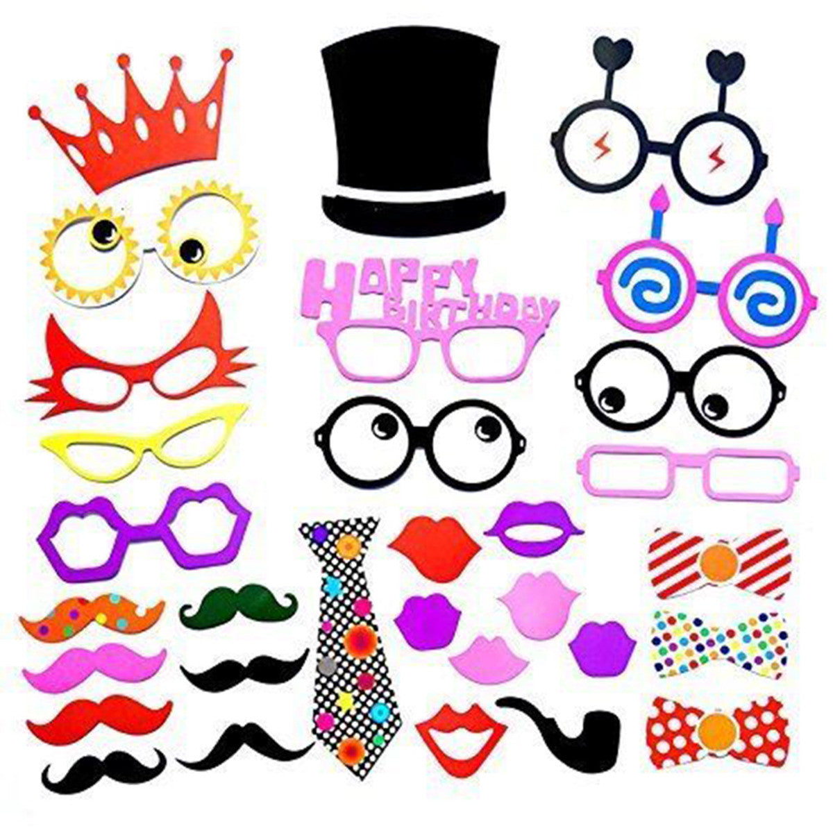 31pc Birthday Photo Booth Cardboard Party Props