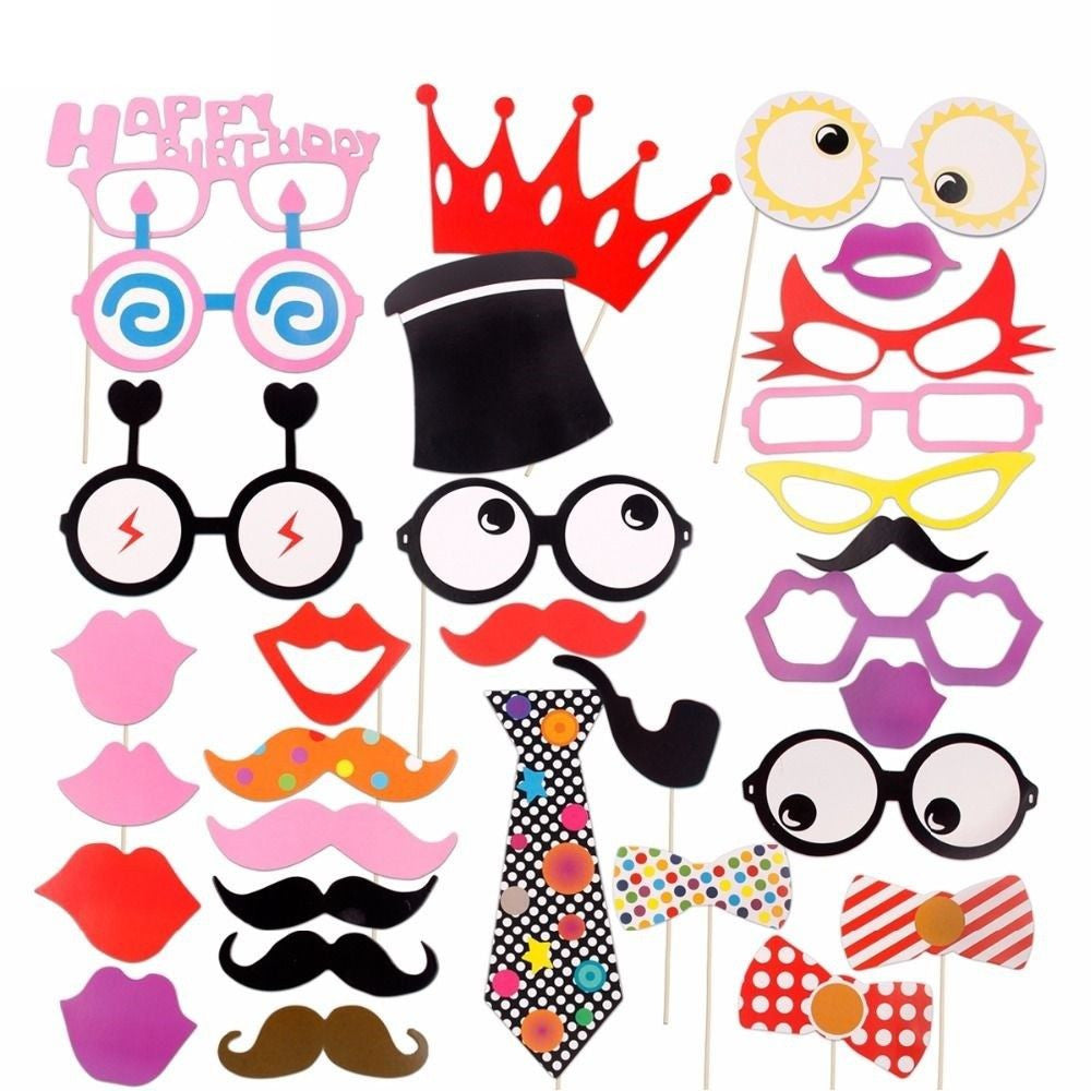 31pc Birthday Photo Booth Cardboard Party Props