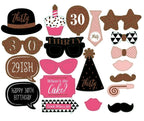 20pc 30th Birthday Photo Booth Cardboard Party Props