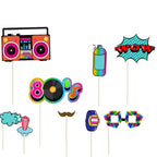 18pc 80's Style Pop Retro Photo Booth Cardboard Party Props