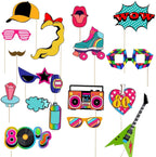 18pc 80's Style Pop Retro Photo Booth Cardboard Party Props