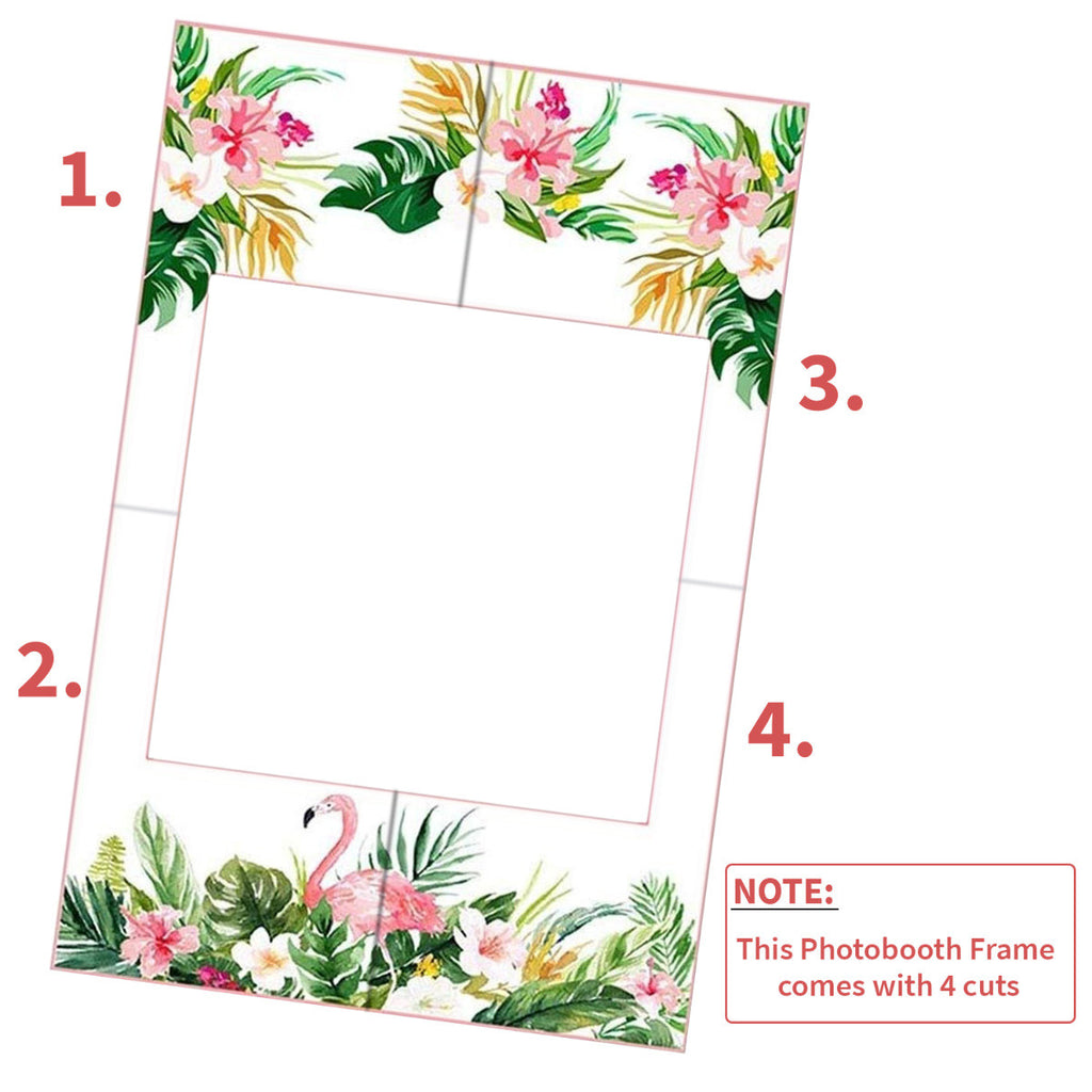Cardboard Photo Frame Prop - Flamingo & Flowers