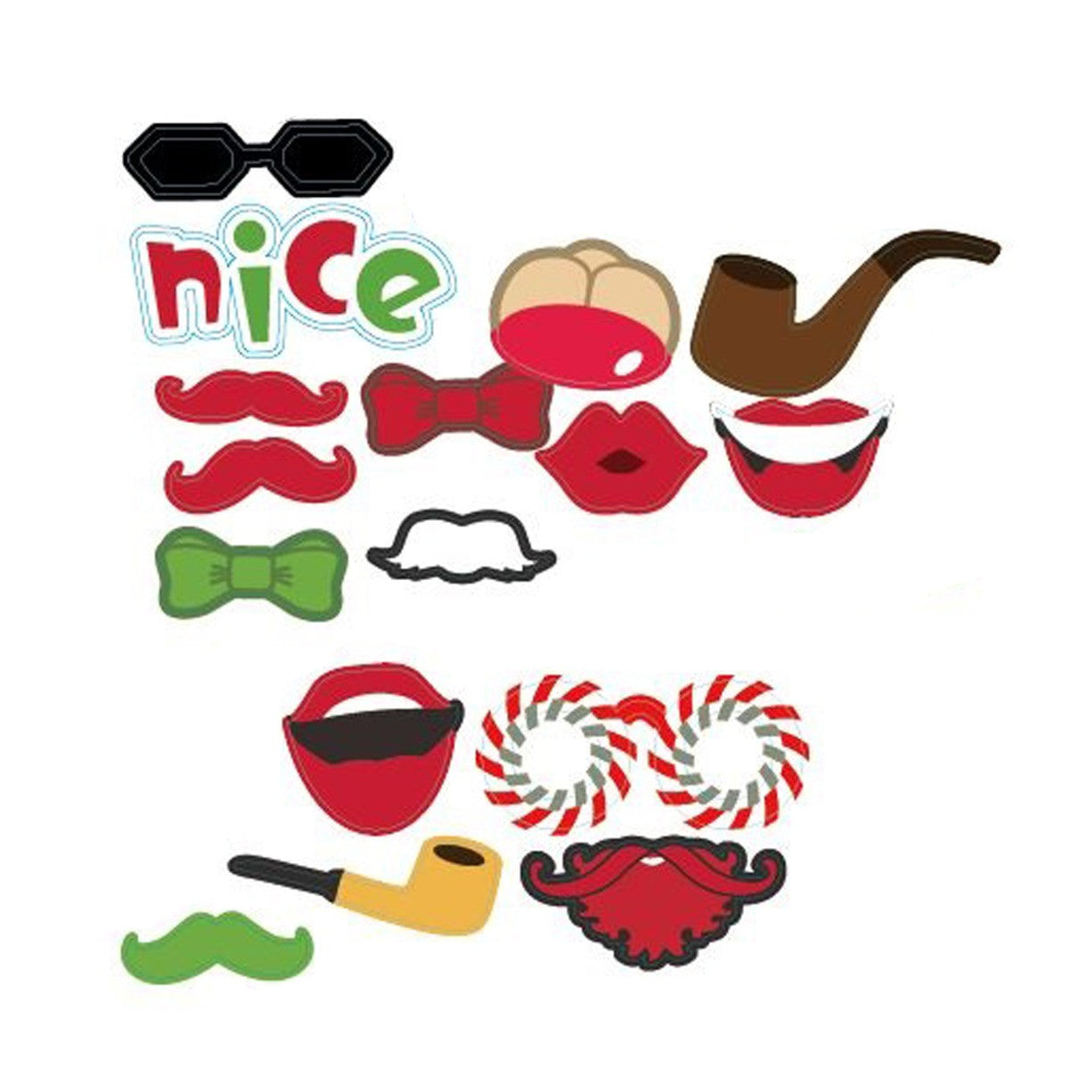 45pc Christmas Photo Booth Cardboard Party Props
