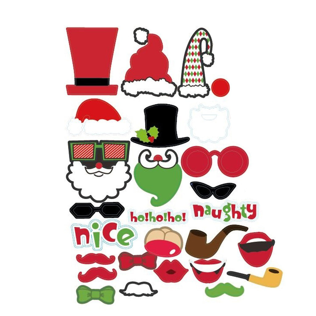 45pc Christmas Photo Booth Cardboard Party Props