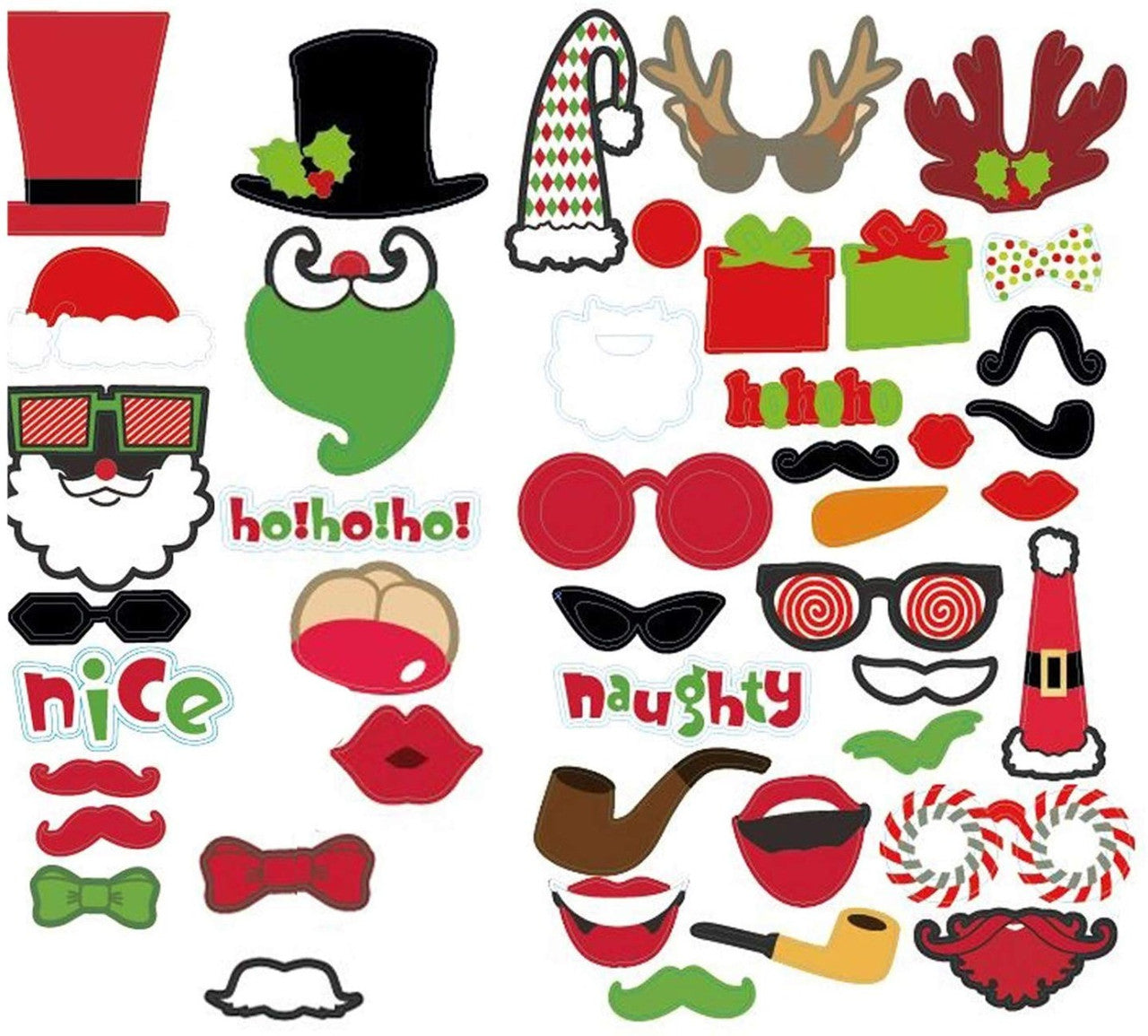 45pc Christmas Photo Booth Cardboard Party Props