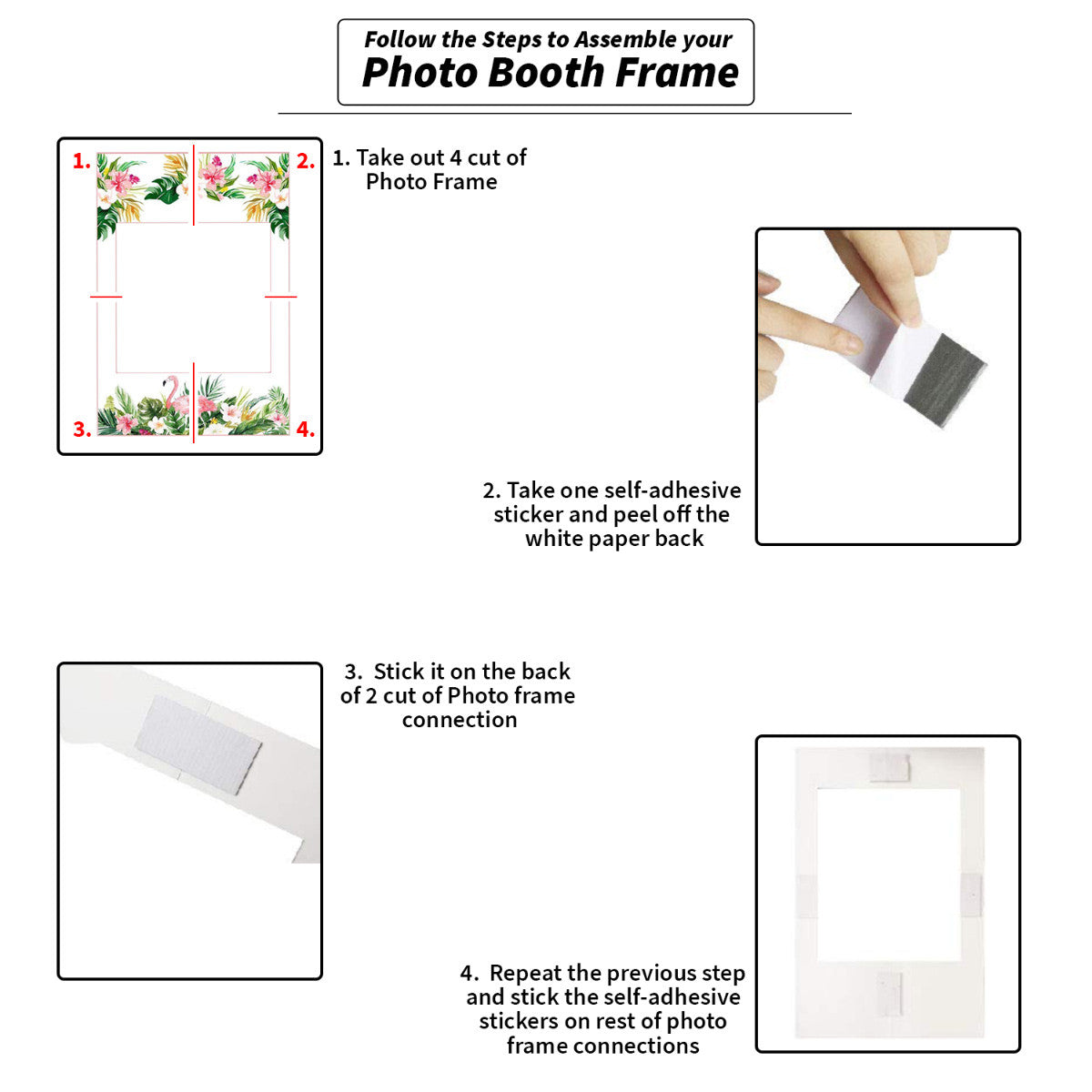 Cardboard Photo Frame Prop - Flamingo & Flowers