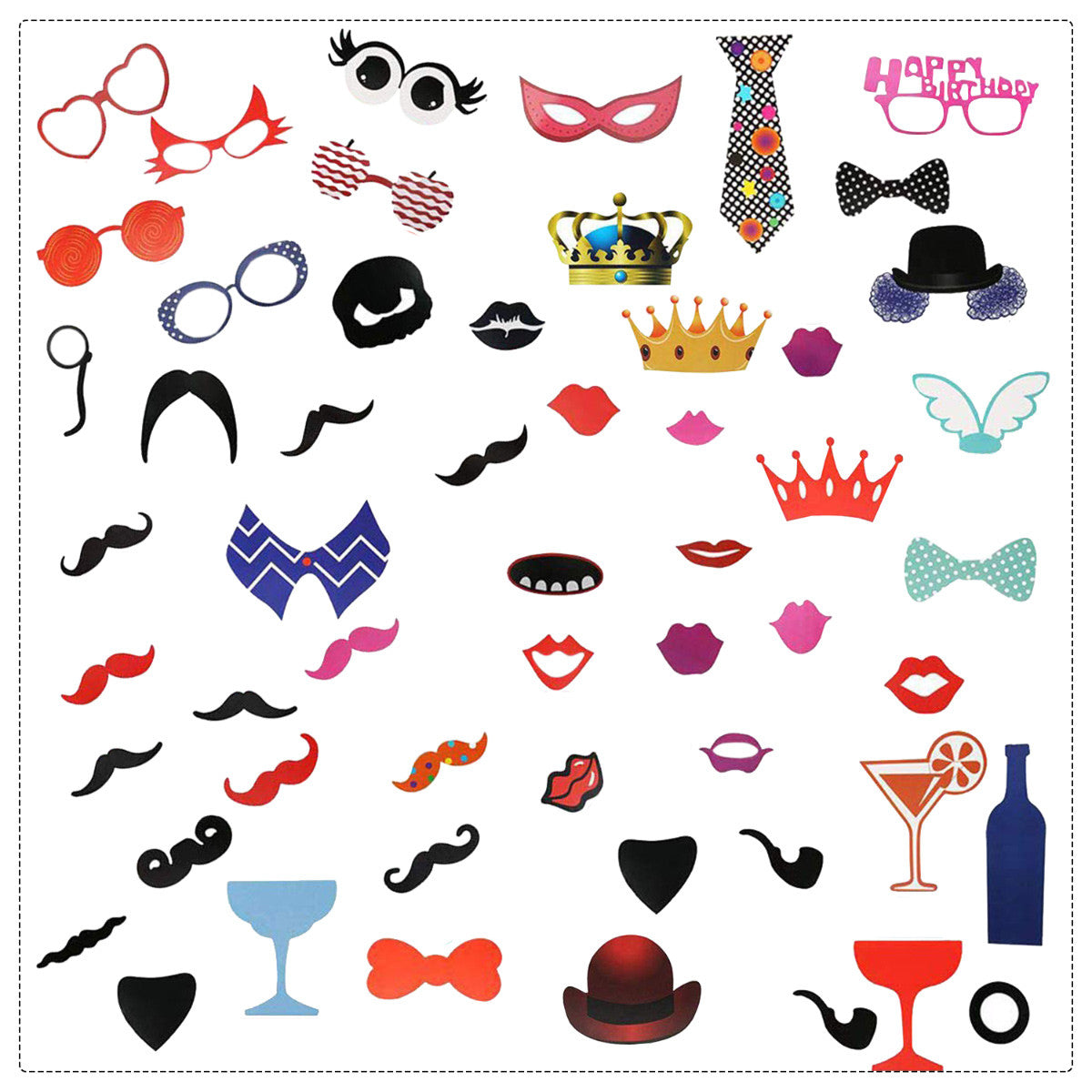 90pc Funny Photo Booth Cardboard Party Props