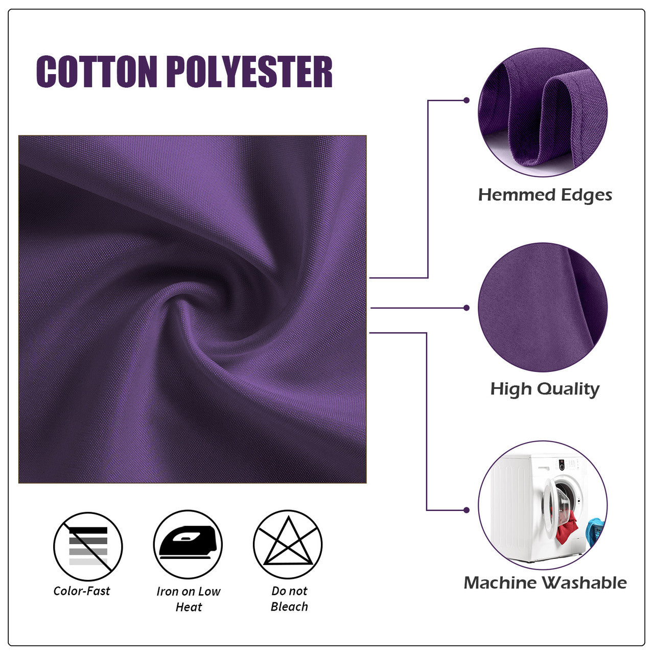 20" Polyester Table Napkin - Purple