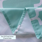60" x 84" Rectangle Premium Waterproof Polyester Tablecloth - Turquoise with White Geometic Cross & Star Shapes