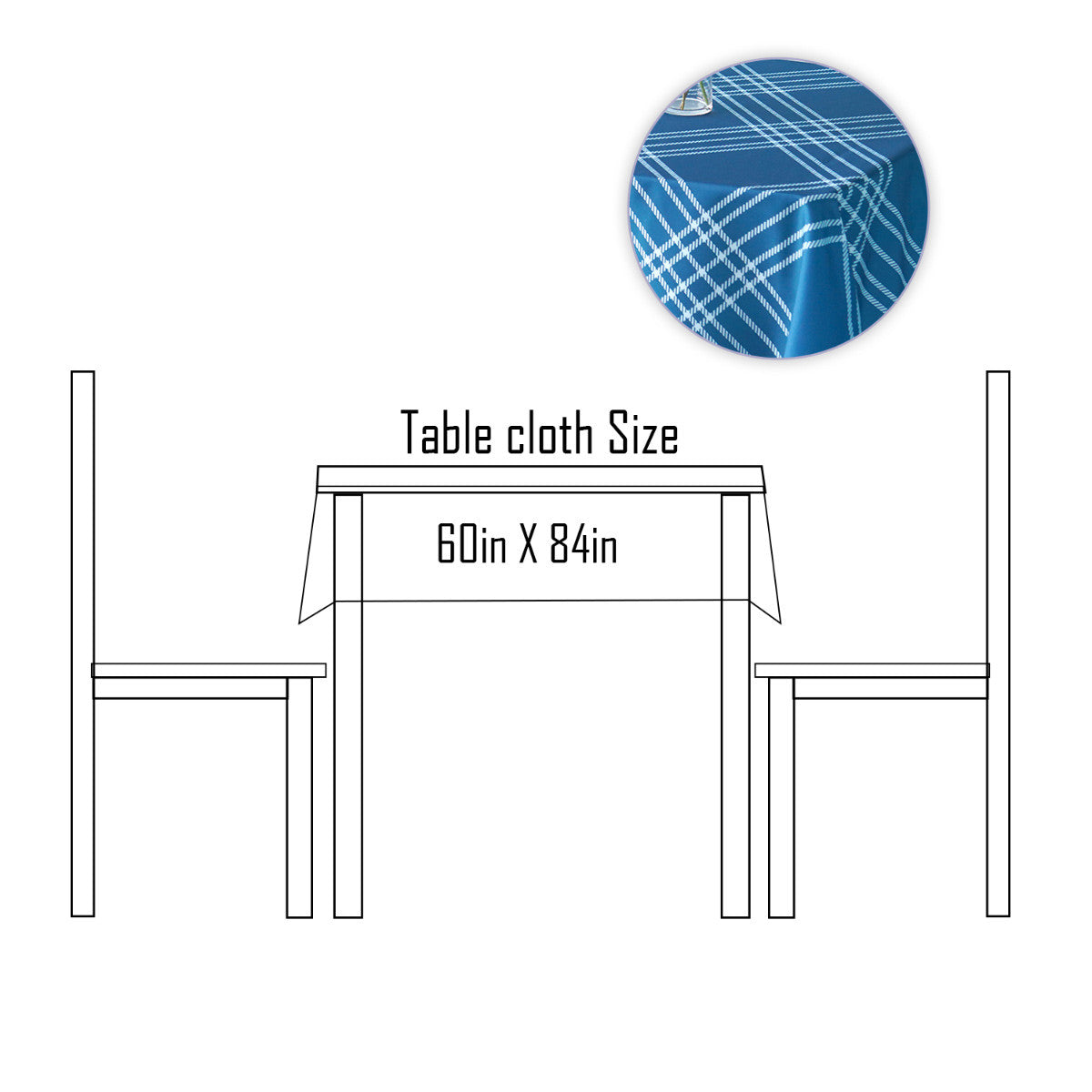 60" x 84" Rectangle Premium Waterproof Polyester Tablecloth - Blue Large Cross Stripes