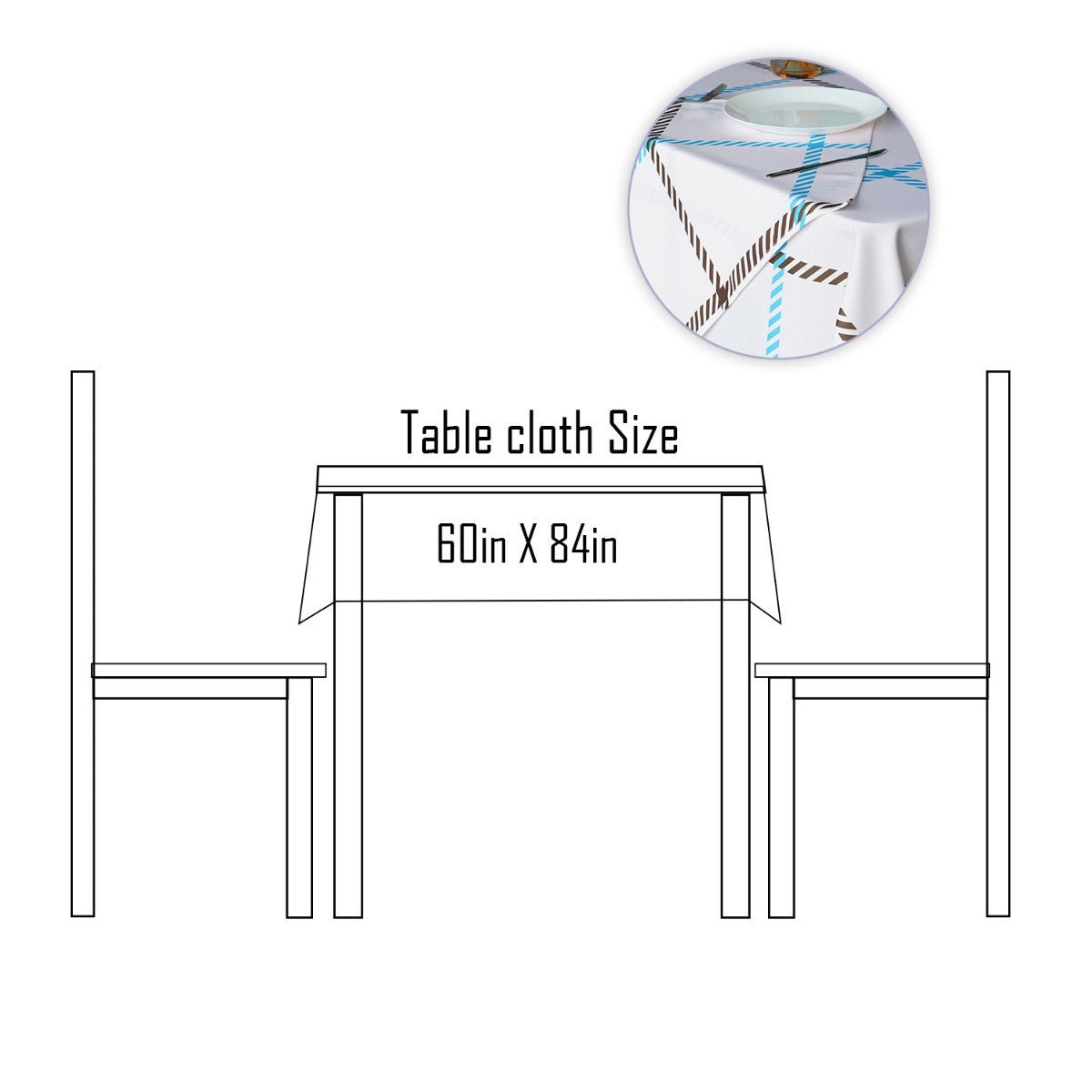 60" x 84" Rectangle Premium Waterproof Polyester Tablecloth - Blue/Brown Check