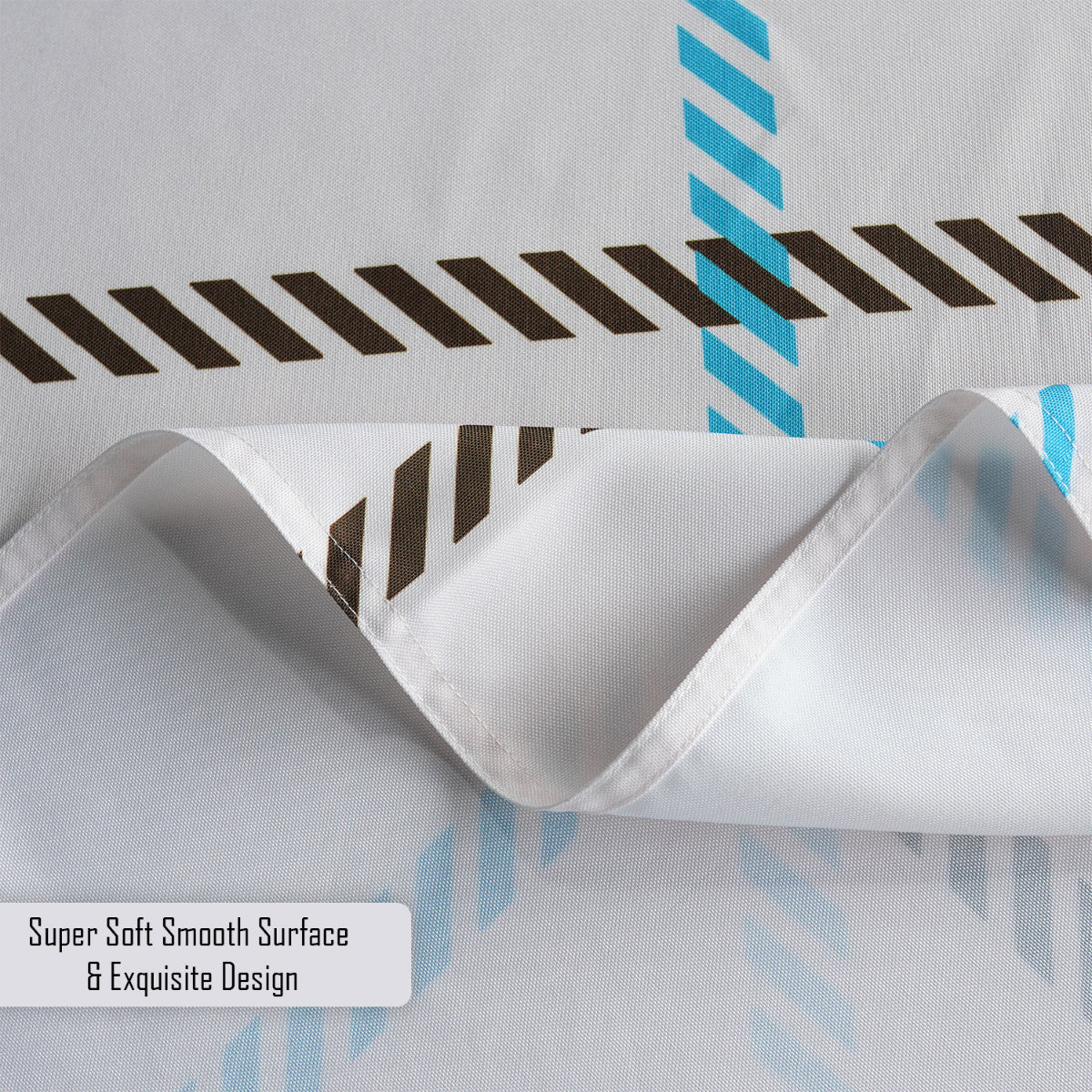 60" x 84" Rectangle Premium Waterproof Polyester Tablecloth - Blue/Brown Check