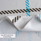 70" Round Premium Waterproof Polyester Tablecloth - Blue & Brown Thin Check on White
