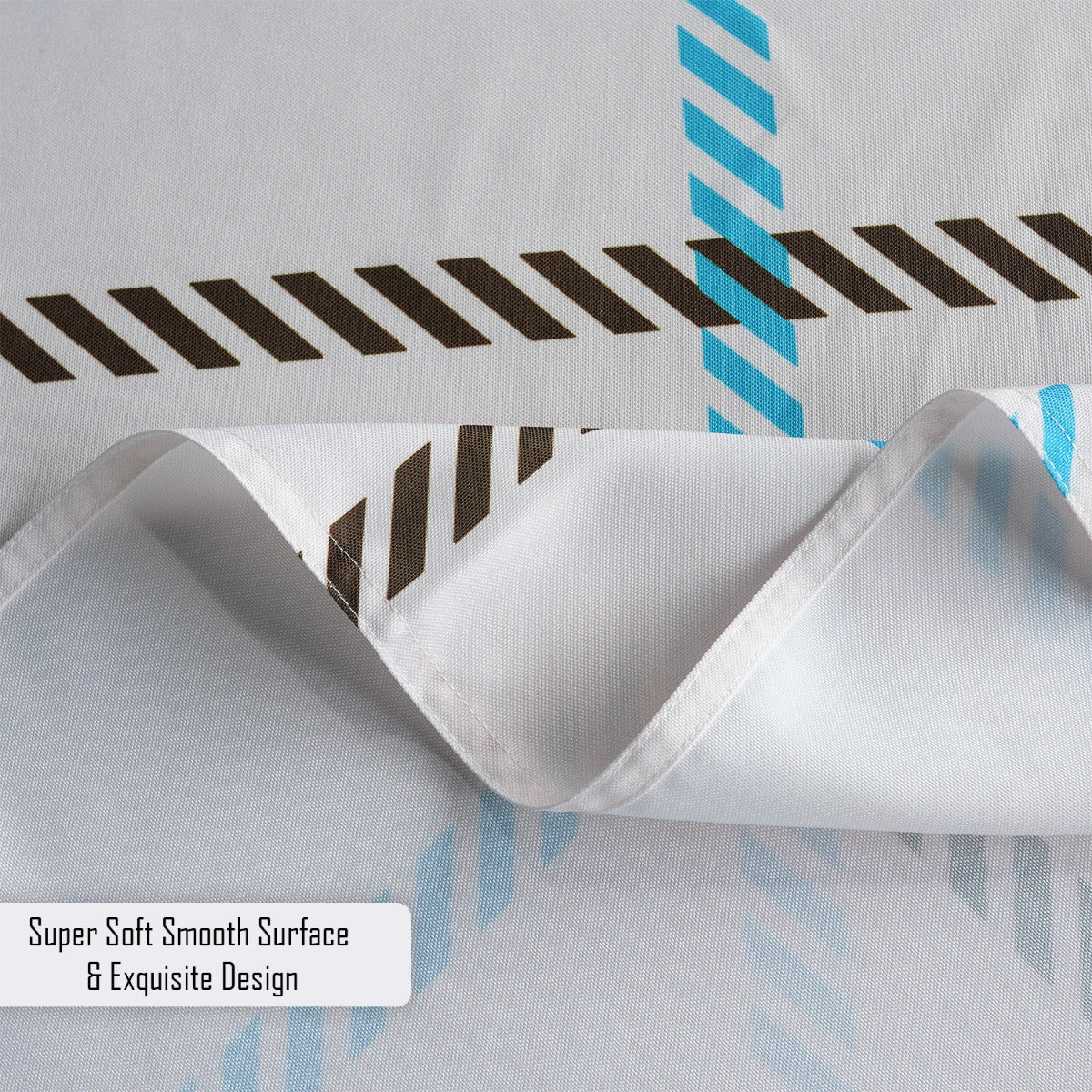 70" Round Premium Waterproof Polyester Tablecloth - Blue & Brown Thin Check on White