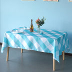 60" x 84" Rectangle Premium Waterproof Polyester Tablecloth - Turquoise Large Gingham