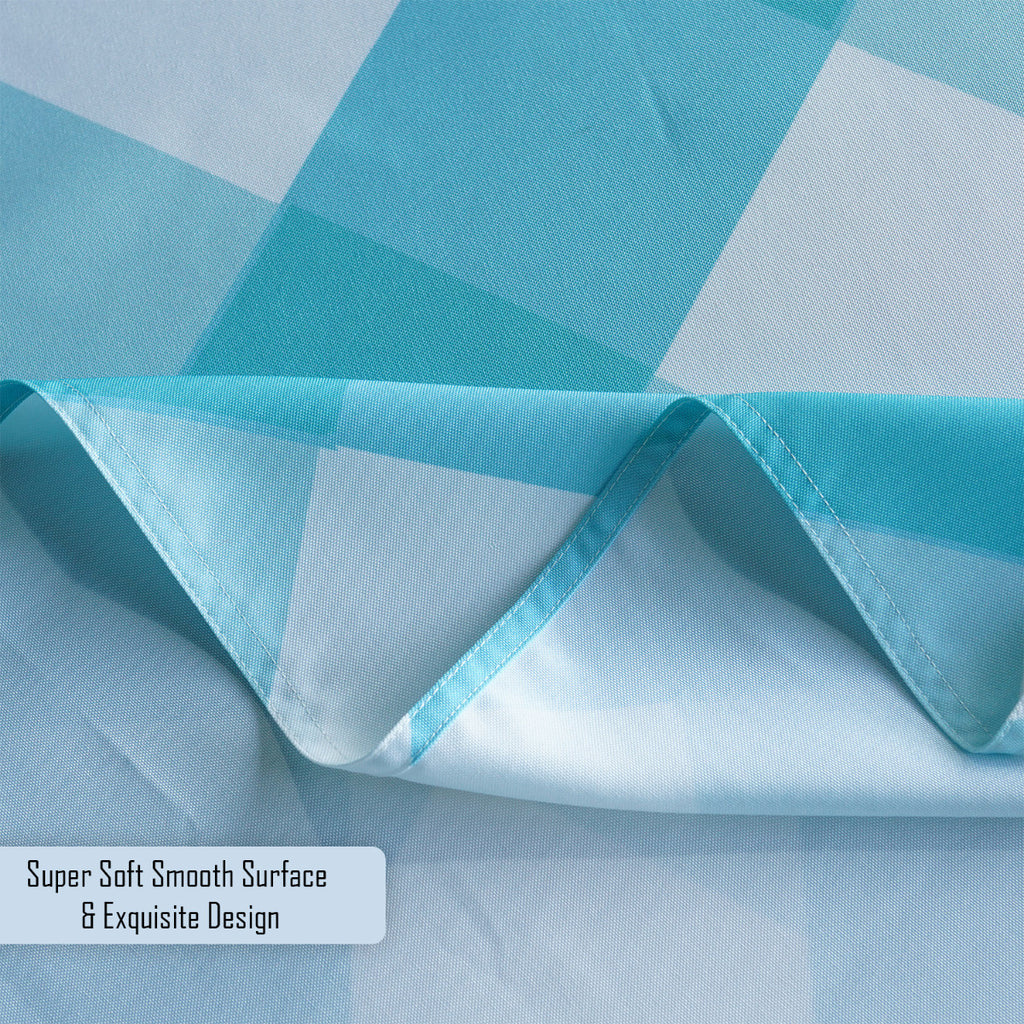 60" x 84" Rectangle Premium Waterproof Polyester Tablecloth - Turquoise Large Gingham