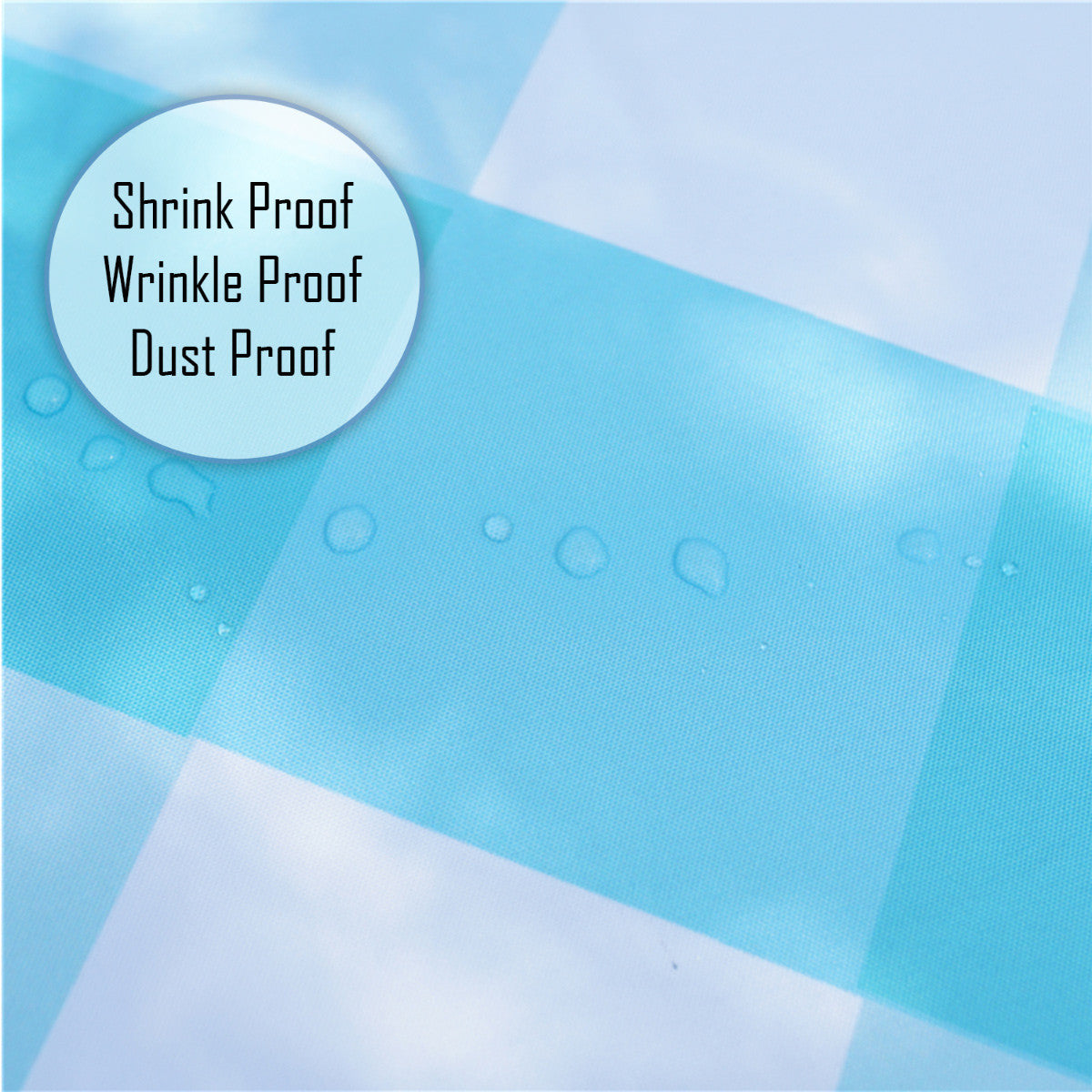70" Round Premium Waterproof Polyester Tablecloth - Turquoise Large Gingham