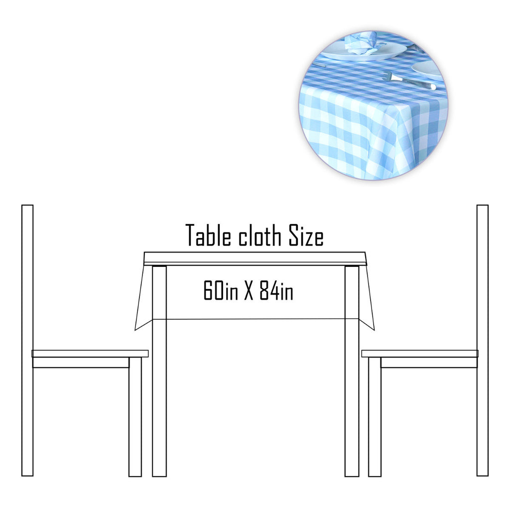 60" x 84" Rectangle Premium Waterproof Polyester Tablecloth - Light Blue & White Gingham