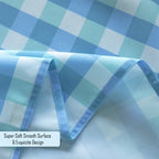 60" x 84" Rectangle Premium Waterproof Polyester Tablecloth - Light Blue & White Gingham