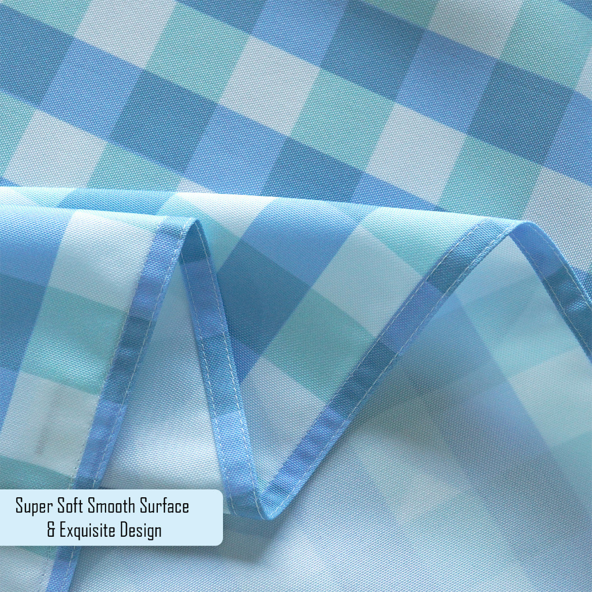 60" x 84" Rectangle Premium Waterproof Polyester Tablecloth - Light Blue & White Gingham