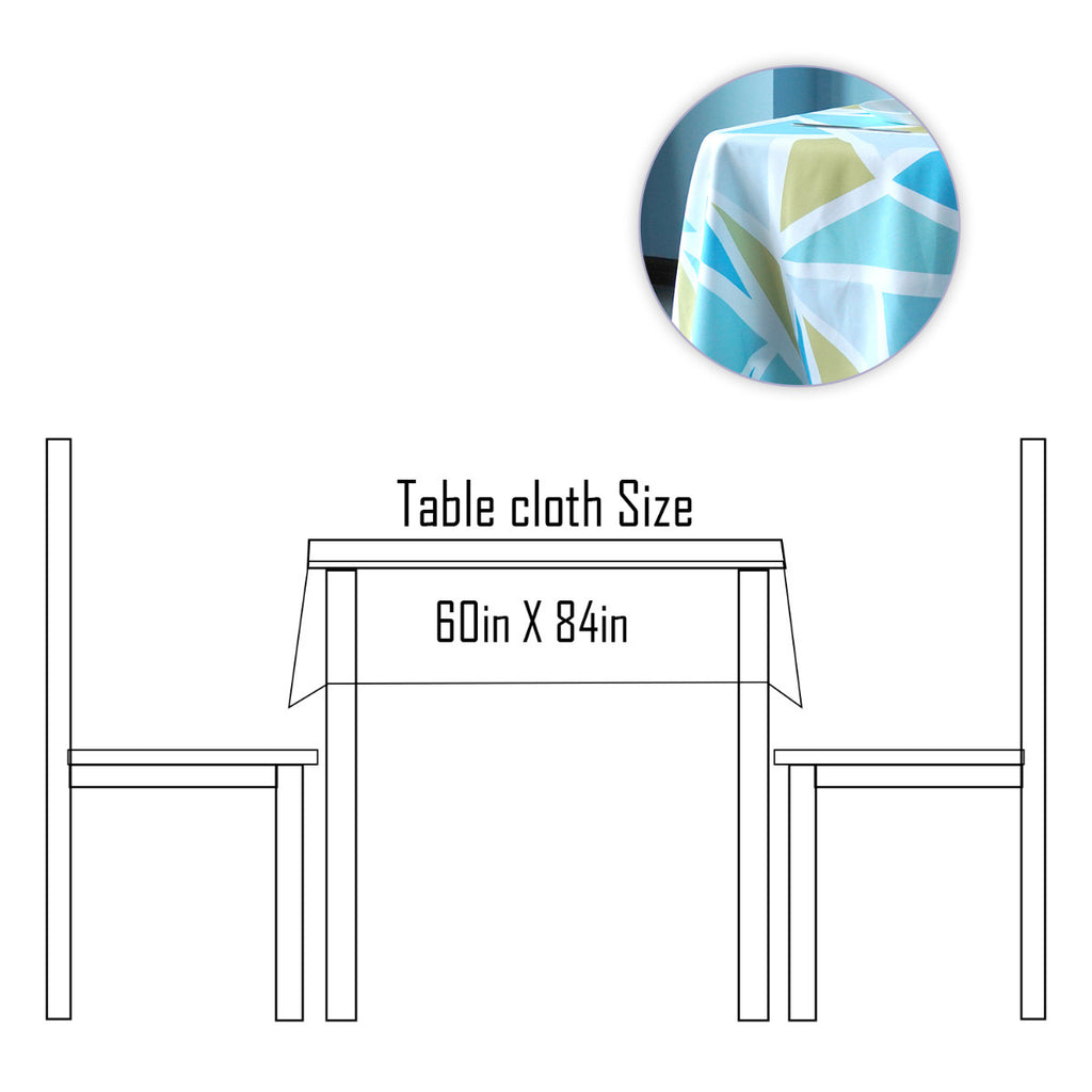60" x 84" Rectangle Premium Waterproof Polyester Tablecloth - Light Blue & Brown Shards