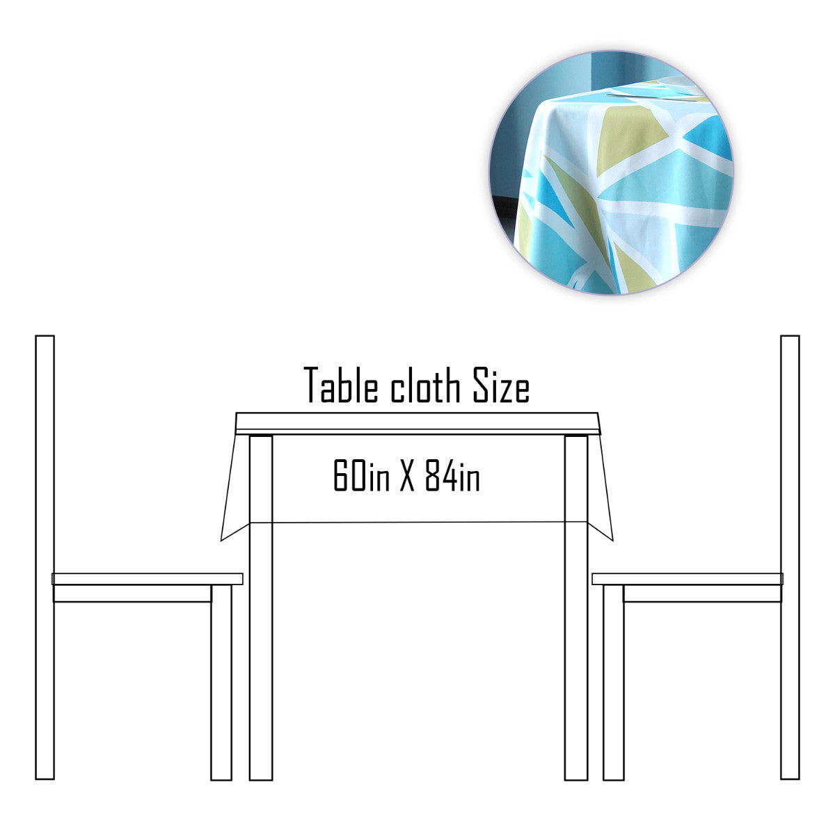 60" x 84" Rectangle Premium Waterproof Polyester Tablecloth - Light Blue & Brown Shards