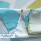 60" x 84" Rectangle Premium Waterproof Polyester Tablecloth - Light Blue & Brown Shards