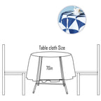 70" Round Premium Waterproof Polyester Tablecloth - Blue & White Geometric Triangle