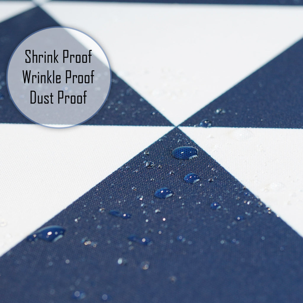 70" Round Premium Waterproof Polyester Tablecloth - Blue & White Geometric Triangle