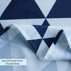70" Round Premium Waterproof Polyester Tablecloth - Blue & White Geometric Triangle