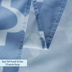 70" Round Premium Waterproof Polyester Tablecloth - Blue with White Geometic Cross & Star Shapes