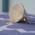 70" Round Premium Waterproof Polyester Tablecloth - Blue with White Geometic Cross & Star Shapes
