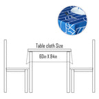 60" x 84" Rectangle Premium Waterproof Polyester Tablecloth - Blue with White Arrows