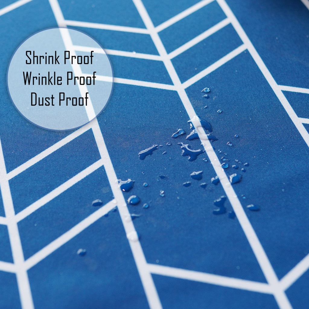 60" x 84" Rectangle Premium Waterproof Polyester Tablecloth - Blue with White Arrows