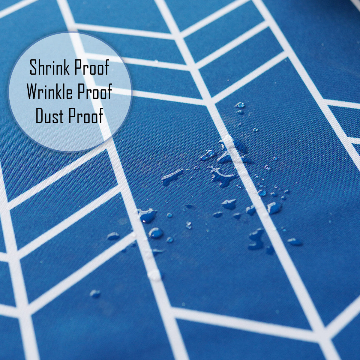 60" x 84" Rectangle Premium Waterproof Polyester Tablecloth - Blue with White Arrows