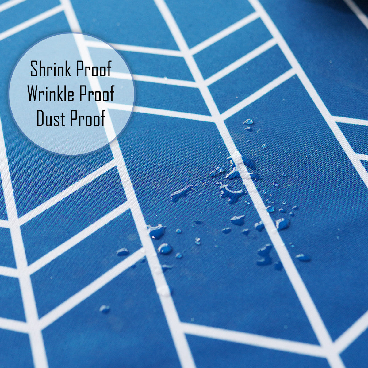 70" Round Premium Waterproof Polyester Tablecloth - Blue with White Arrows
