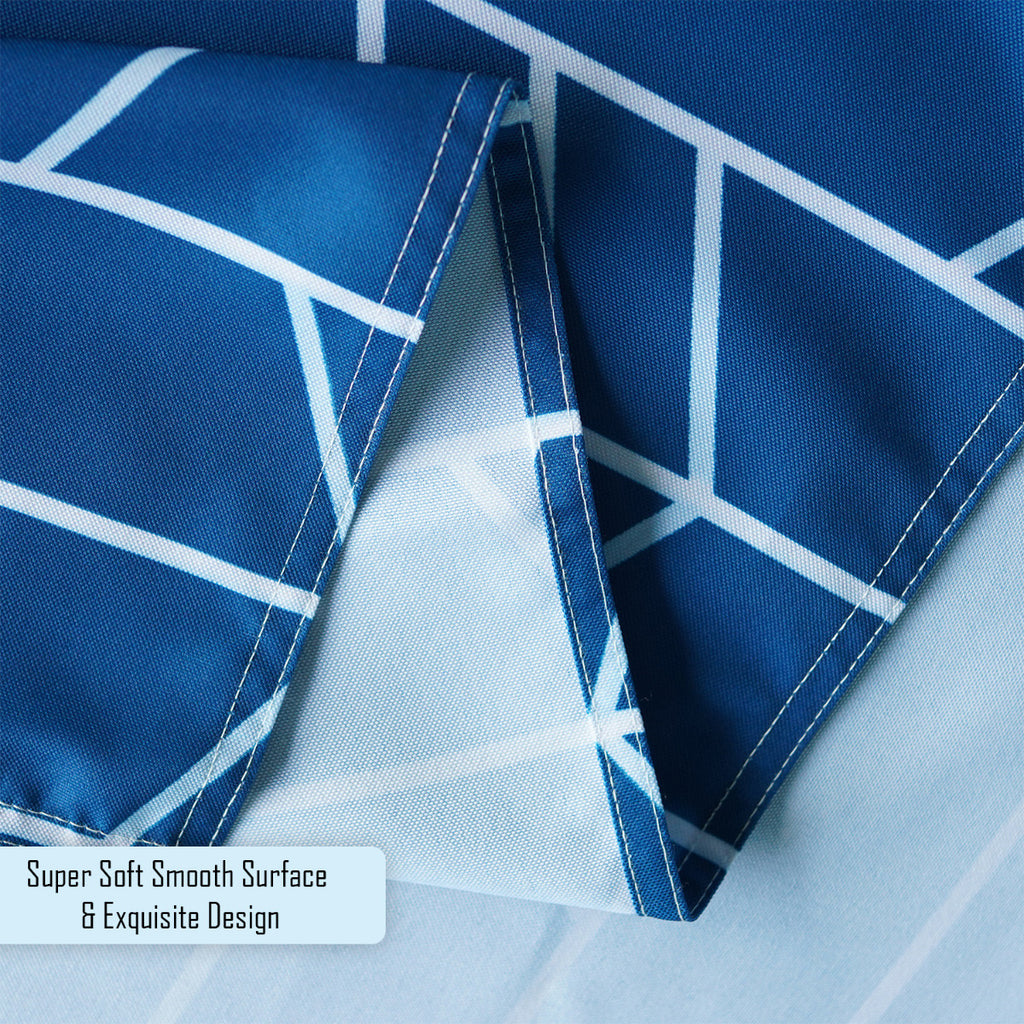 70" Round Premium Waterproof Polyester Tablecloth - Blue with White Arrows