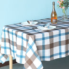 60" x 84" Rectangle Premium Waterproof Polyester Tablecloth - Brown & Blue Tartan