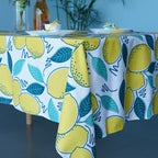 60" x 84" Rectangle Premium Waterproof Polyester Tablecloth - Lemons