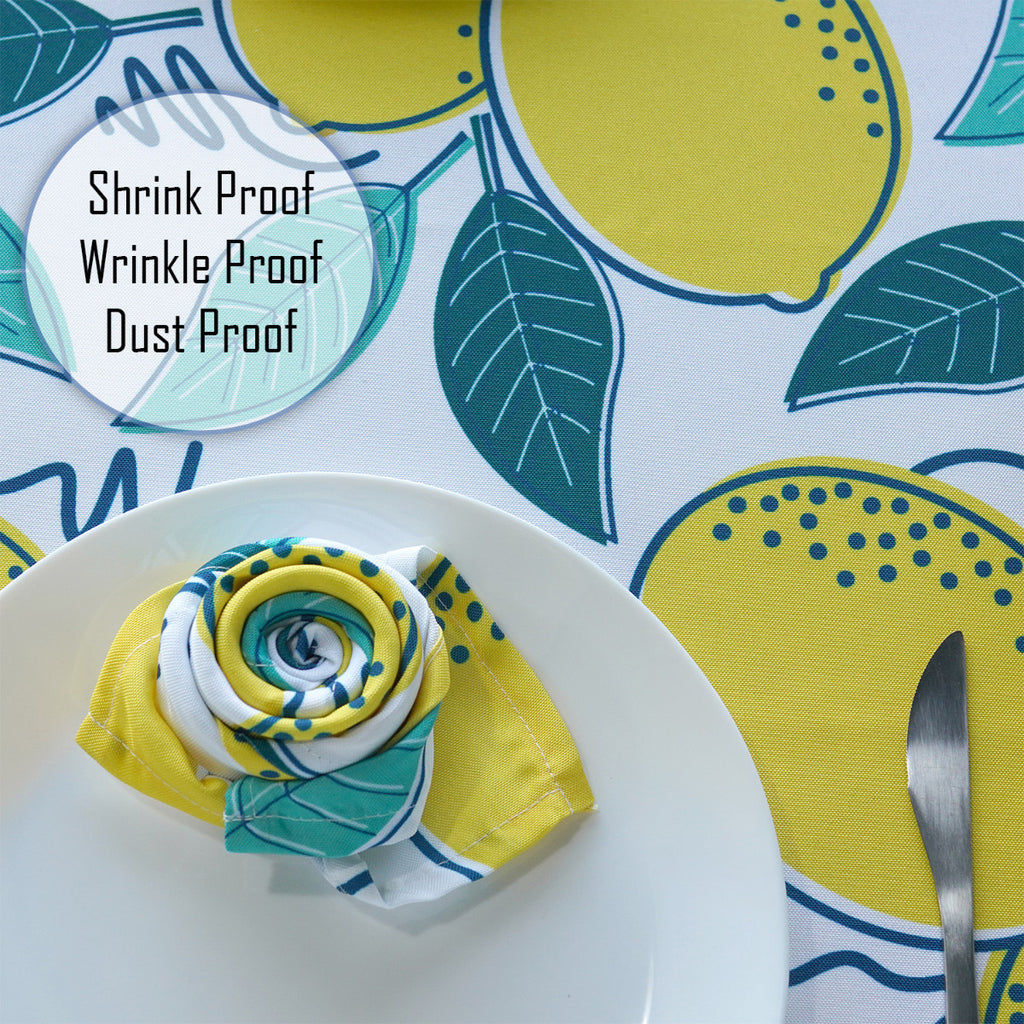 60" x 84" Rectangle Premium Waterproof Polyester Tablecloth - Lemons
