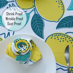 60" x 84" Rectangle Premium Waterproof Polyester Tablecloth - Lemons
