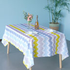 60" x 84" Rectangle Premium Waterproof Polyester Tablecloth - Multicoloured Zig-Zag
