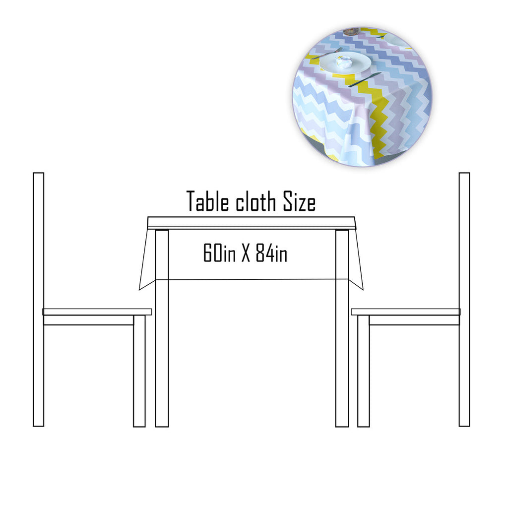 60" x 84" Rectangle Premium Waterproof Polyester Tablecloth - Multicoloured Zig-Zag